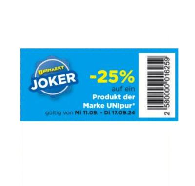 -25% auf ein Produkte der Marke UNIpur Unimarkt