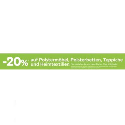 Promotion Bild von -20% auf Polstermöbel, Polsterbetten, Teppiche und Heimtextilien mömax