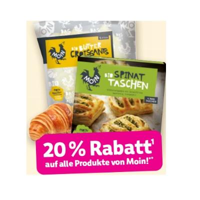 20% Rabatt auf alle Produkte von Moin! Denns BioMarkt