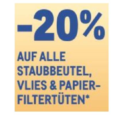 -20% AUF ALLE STAUBBEUTEL, VLIES & PAPIERFILTERTÜTEN METRO