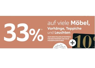 Promotion Bild von 33% auf viele Möbel, Vorhänge, Teppiche und Leuchten XXXLutz