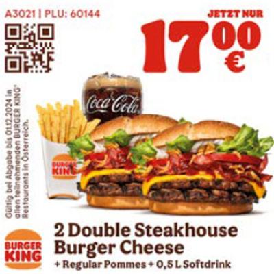 Promotion Bild von Jetzt nur 17€ bei Burger Kind 2 Double Steakhouse Burger Cheese im Menü