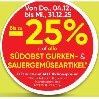 Bis zu -25% auf alle SÜDOBST GURKEN- & SAUERGEMÜSEARTIKEL SPAR Gourmet