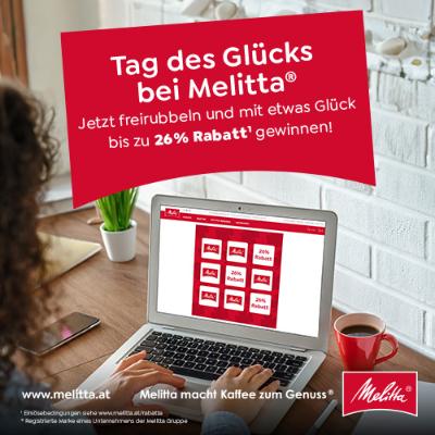 Promotion Bild von Melitta-Gutscheincode einlösen und beim Rubbellos nochmal -26% Rabatt gewinnen!