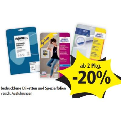 bedruckbare Etiketten und Spezialfolien ab 2 Pkg. -20% PAGRO & LIBRO