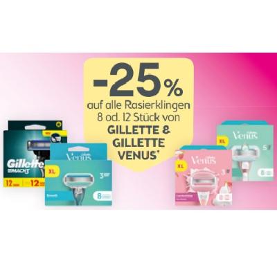 Promotion Bild von -25% auf alle Rasierklingen 8 od. 12 Stück von GILLETTE & GILLETTE VENUS BIPA