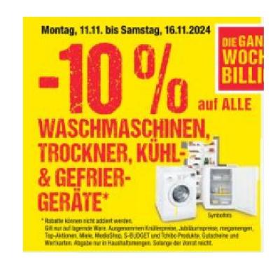 Promotion Bild von -10% auf ALLE WASCHMACHINEN, TROCKNER, KÜHL- & GEFRIERGERÄTE Maximarkt