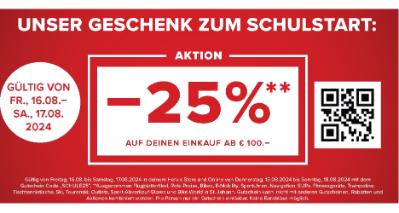 Promotion Bild von -25% AUF DEINEN EINKAUF AB € 100.- HERVIS
