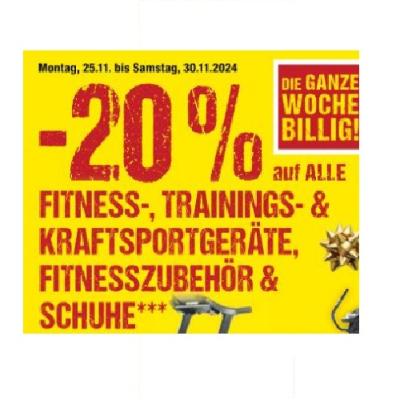 Promotion Bild von -20% auf ALLE FITNESS-, TRAININGS- & KRAFTSPORTGERÄTE, FITNESSZUBEHÖR & SCHUHE Maximarkt