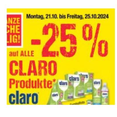 -25% auf ALLE CLARO Produkte Maximarkt