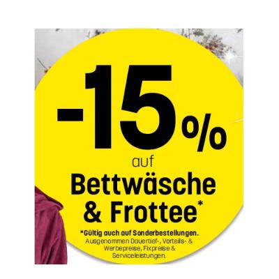 -15% auf Bettwäsche & Frottee Betten Reiter