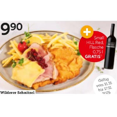 Wilderer Schnitzel + Small HILL Red, Flasche 0,75 l GRATIS je 9.90€ XXXLutz