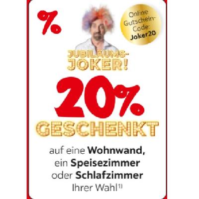 Promotion Bild von 20% GESCHENKT auf eine Wohnwand, ein Speisezimmer oder Schlafzimmer Ihrer Wahl XXXLutz