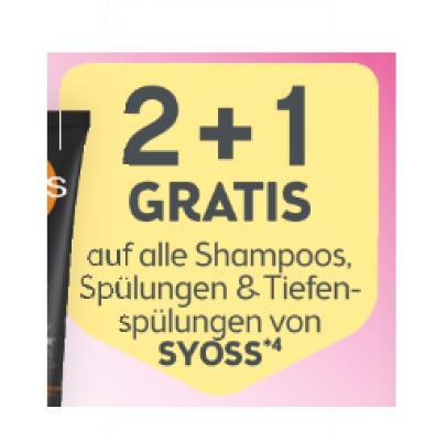 2+1 GRATIS auf alle Shampoo, Spülungen & Tiefenspülungen von SYOSS BIPA