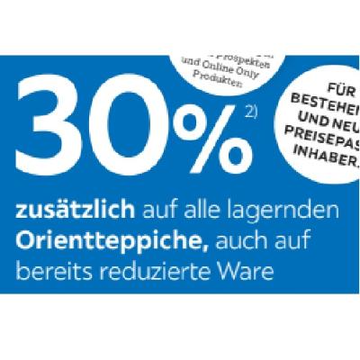 Promotion Bild von 30% zusätzlich auf alle lagernden Orientteppiche, auch auf bereits reduzierte Ware XXXLutz