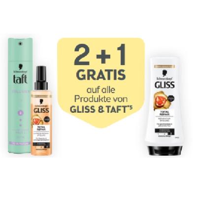 2+1 GRATIS auf alle Produkte von GLISS & TAFT BIPA