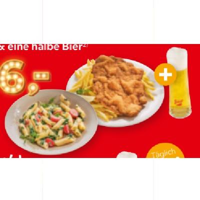 XXXLutz Schnitzel oder Penne Blattspinat & eine halbe Bier je 6€ XXXLutz