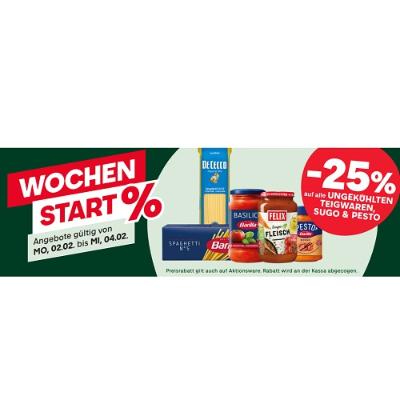 -25% auf alle UNGEKÜHLTE TEIGWAREN, SUGO & PESTO MPREIS