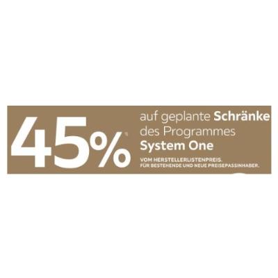 45% auf geplante Schränke des Programmes System One XXXLutz