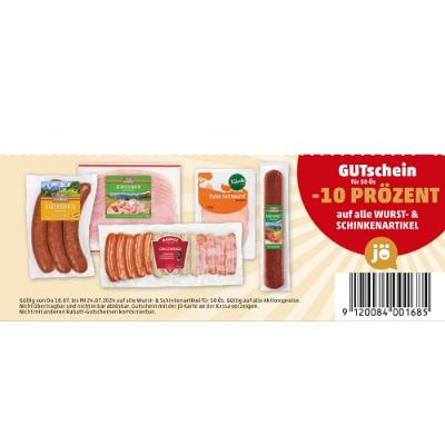 Promotion Bild von GUTschein für 50 Ös -10 PRÖZENT auf alle WURST- & SCHINKENARTIKEL Penny