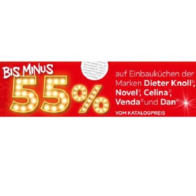 Promotion Bild von bis minus 55% auf Einbauküchen der Marken Dieter Knoll, Novel, Celina, Venda und Dan VOM KATALOGPREIS XXXLutz