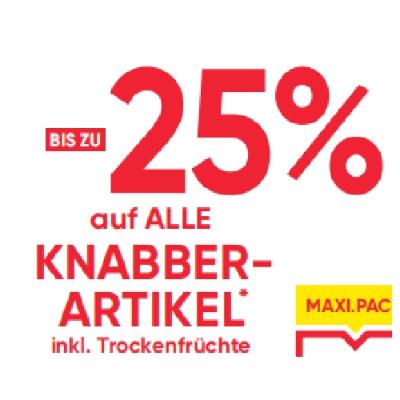 BIS ZU -25% auf ALLE KNABBER-ARTIKEL inkl. Trockenfrüchte Maximarkt