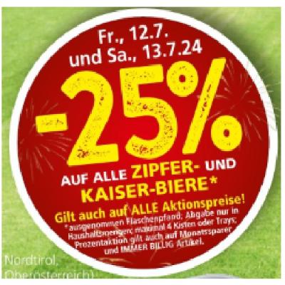-25% AUF ALLE ZIPFER- UND KAISER-BIERE EUROSPAR