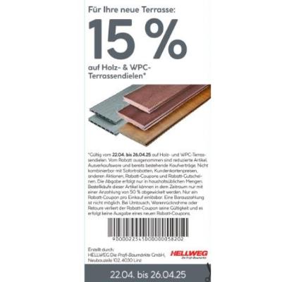 Promotion Bild von 15% auf Holz- & WPC-Terrassendielen HELLWEG