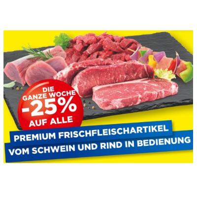 Promotion Bild von DIE GANZE WOCHE -25% AUF ALLE PREMIUM FRISCHFLEISCHARTIKEL VOM SCHWEIN UND RIND IN BEDIENUNG Unimarkt