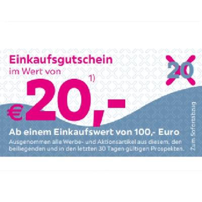 Einkaufsgutschein im Wert von €20,- Ab einem Einkaufswert von 100,- Euro mömax