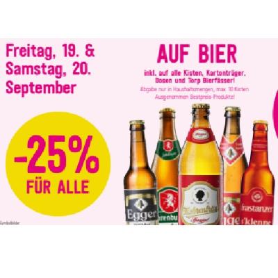 -25% FÜR ALL AUF BIER Sutterlüty