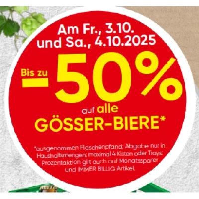 Bis zu -50% auf alle GÖSSER-BIERE SPAR