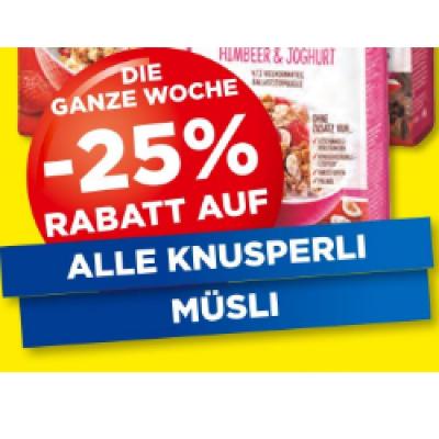 Promotion Bild von DIE GANZE WOCHE -25% RABATT AUF ALLE KNUSPERLI MÜSLI Unimarkt