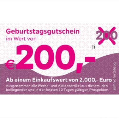 Promotion Bild von Geburtstagsgutschein im Wert von €200,- Ab einem Einkaufswert von 2.000,- Euro mömax