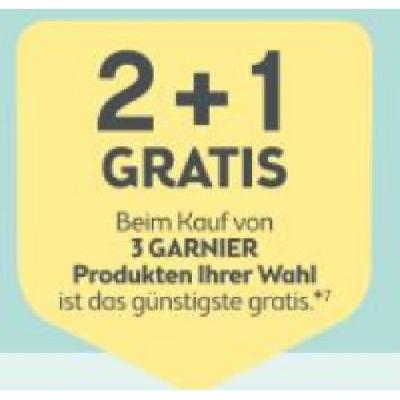 2+1 GRATIS Beim Kauf von 3 GARNIER Produkten Ihrer Wahl ist das günstigste gratis BIPA