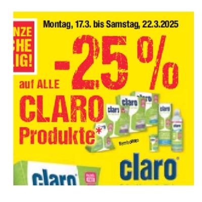 -25% auf ALLE CLARO Produkte Maximarkt