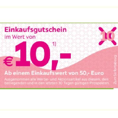 Einkaufsgutschein im Wert von €10,- Ab einem Einkaufswert von 50,- Euro mömax