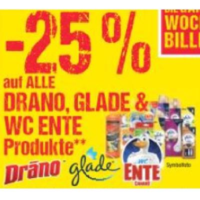 -25% auf ALLE DRANO, GLADE & WC ENTE Produkte Maximarkt