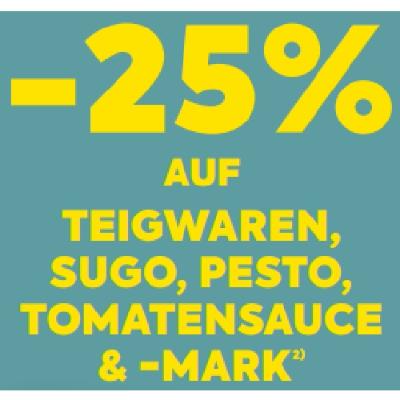 Promotion Bild von -25% AUF TEIGWAREN, SUGO, PESTO, TOMATENSAUCE & -MARK BILLA PLUS
