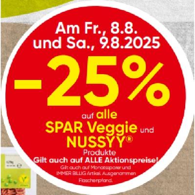 -25% auf alle SPAR Veggie und NUSSYY Produkte SPAR