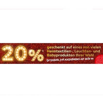 20% geschenkt auf eines von vielen Heimtextilien-, Leuchten- und Babyprodukten Ihrer Wahl XXXLutz