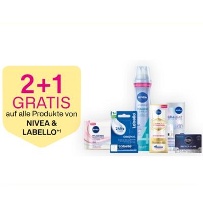 2+1 GRATIS auf alle Produkte von NIVEA & LABELLO BIPA