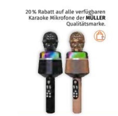 Promotion Bild von 20% Rabatt auf alle verfügbaren Karaoke Mikrofone der MÜLLER Qualitätsmarke Müller Drogerie