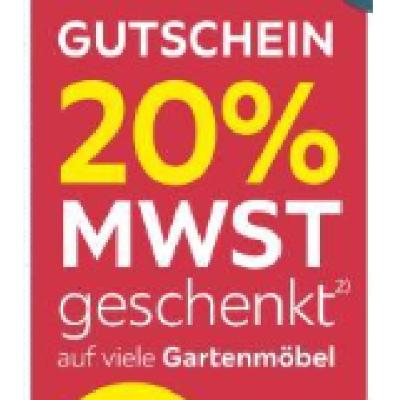 Promotion Bild von GUTSCHEIN 20% MWST geschenkt auf viele Gartenmöbel Möbelix