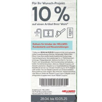 Promotion Bild von 10% auf einen Artikel Ihrer Wahl HELLWEG