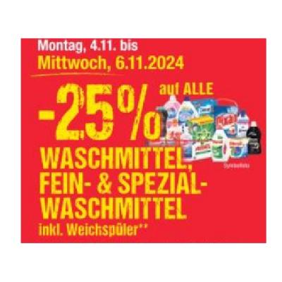 Promotion Bild von -25% auf ALLE WASCHMITTEL, FEIN- & SPEZIAL-WASCHMITTEL inkl. Weichspüler Maximarkt