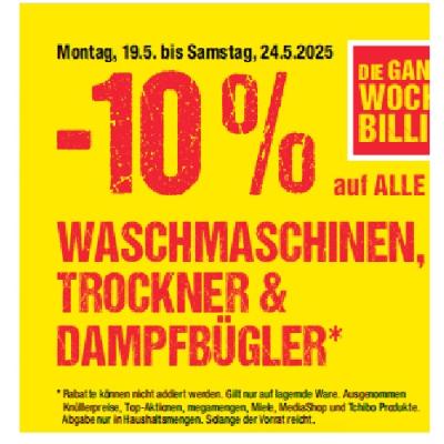 Promotion Bild von -10% auf ALLE WASCHMASCHINEN, TROCKNER & DAMPFBÜGLER Maximarkt
