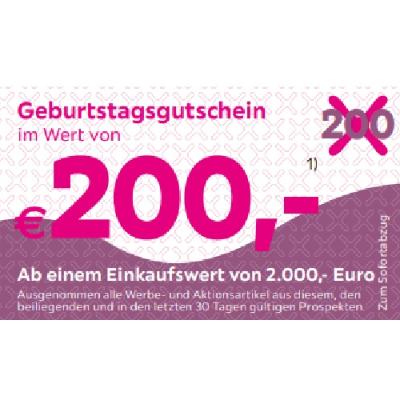 Promotion Bild von Geburtstagsgutschein im Wert von € 200,- Ab einem Einkaufswert von 2.000,- Euro mömax