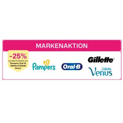 Markenaktion: -25% auf alle Produkte von Pampers, Oral-B, Gillette & Gillette Venus BIPA