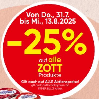 Promotion Bild von -25% auf alle ZOTT Produkte SPAR